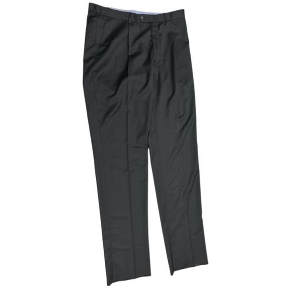 Hart Schaffner Marx Pants 35 Regular Chicago Fit 100% Wool Black Pleats Unhemmed - Picture 1 of 8